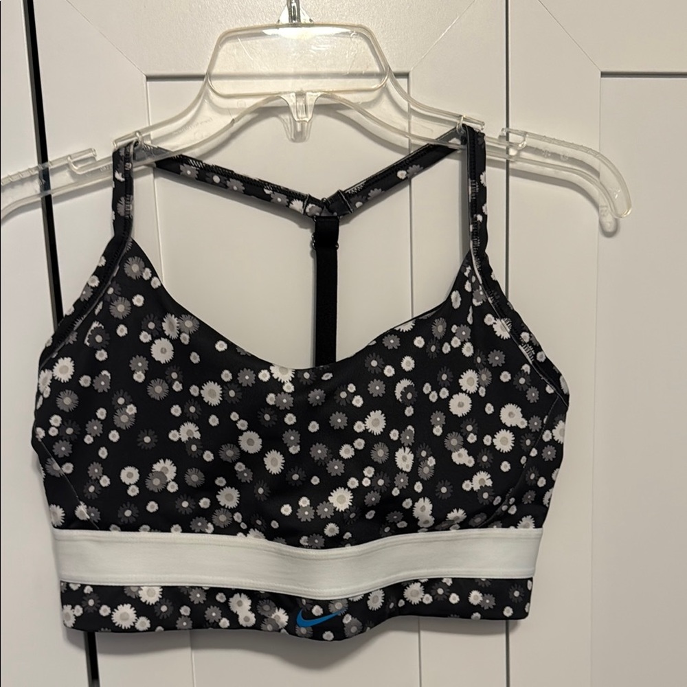 Nike Black and White Floral Sports Bra